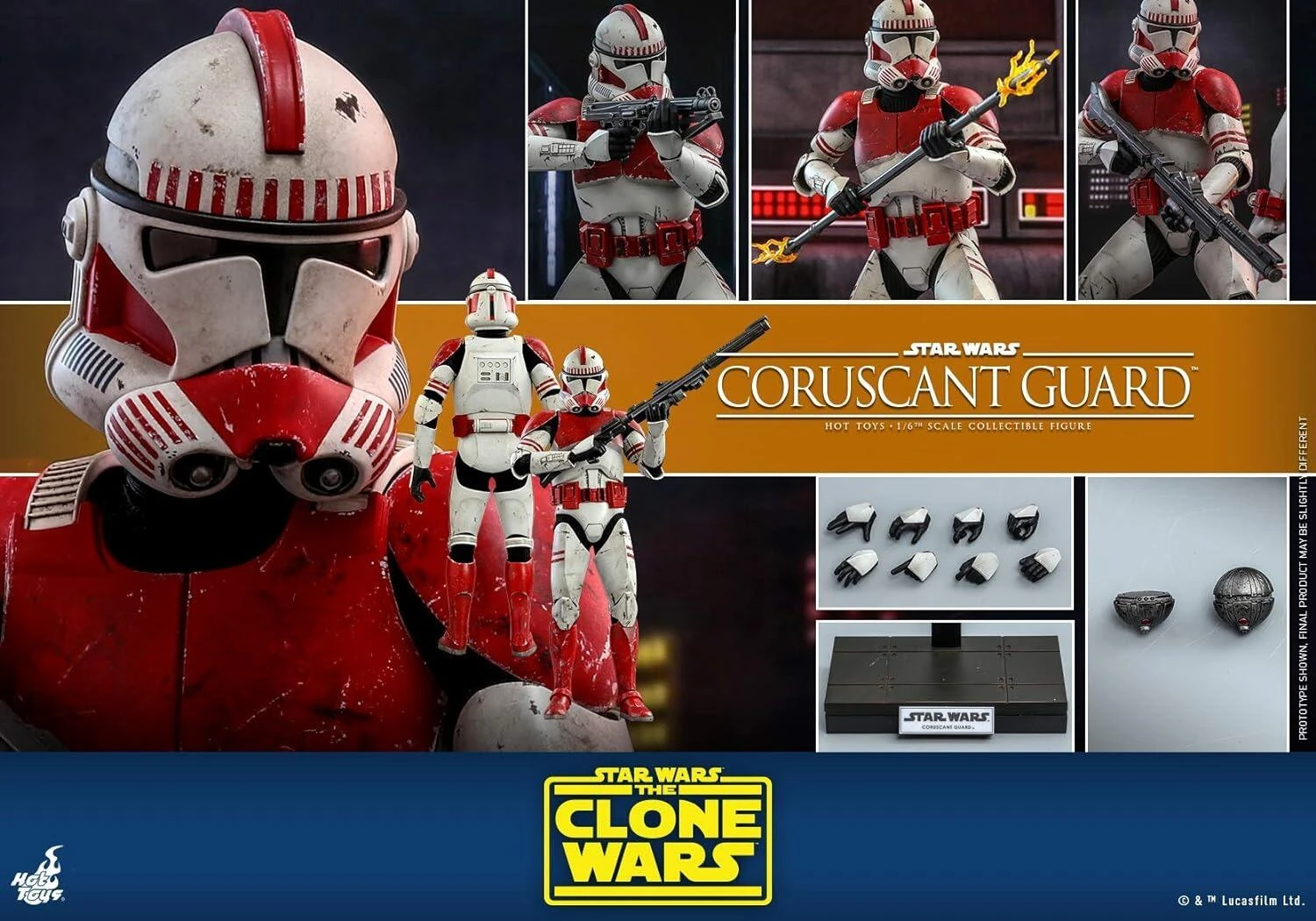 Coruscant Guard Clone Trooper - Star Wars: The Clone Wars Hot Toys Collectibles 1/6 Scale Action Figure - Image 5