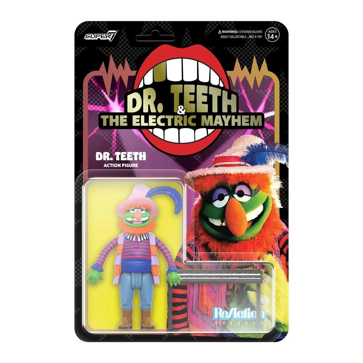 SUPER7 The Muppets Electric Mayhem Band Reaction Action Figure - Dr. Teeth