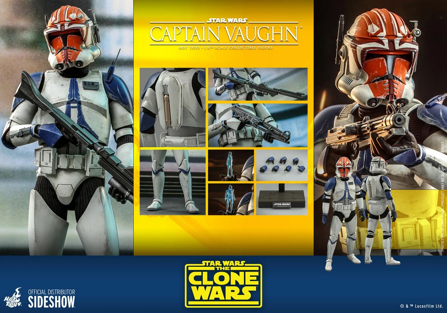 Captain Vaughn (Clone Wars) - Star Wars Hot Toys Collectibles 1/6 Scale Action Figure - Image 5