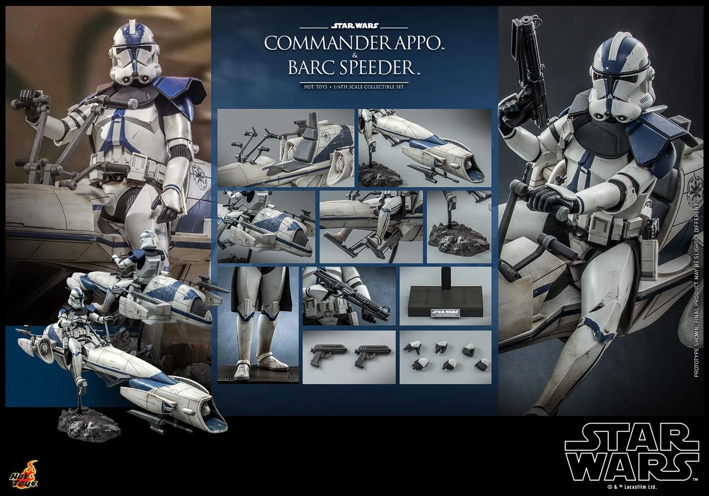 *PRE-ORDER Clone Commander Appo With Barc Speeder - Star Wars Hot Toys Exclusive Collectibles 1/6 Scale Action Figure - Image 2
