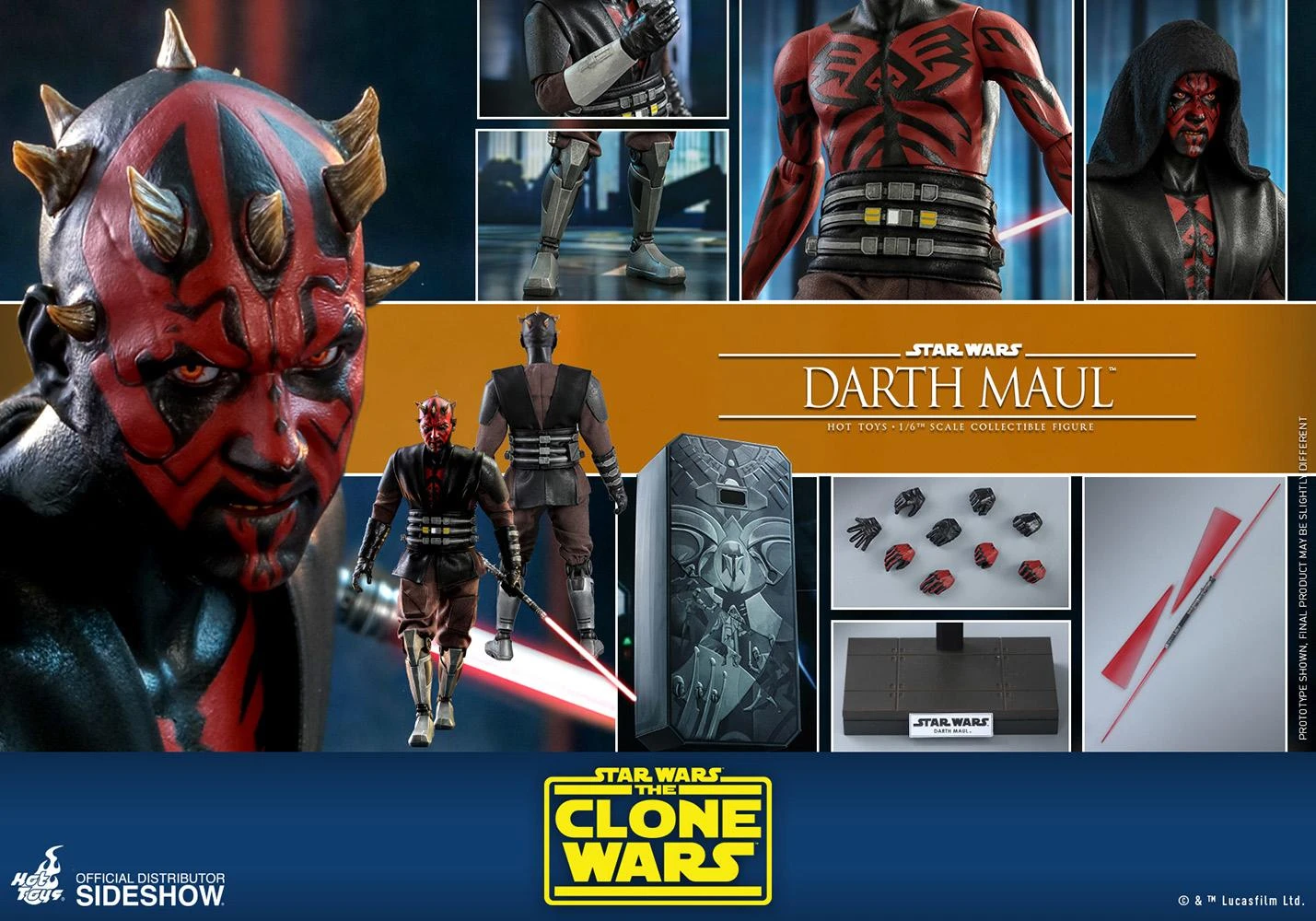 Darth Maul (Clone Wars) - Star Wars Hot Toys Collectibles 1/6 Scale Action Figure - Image 9