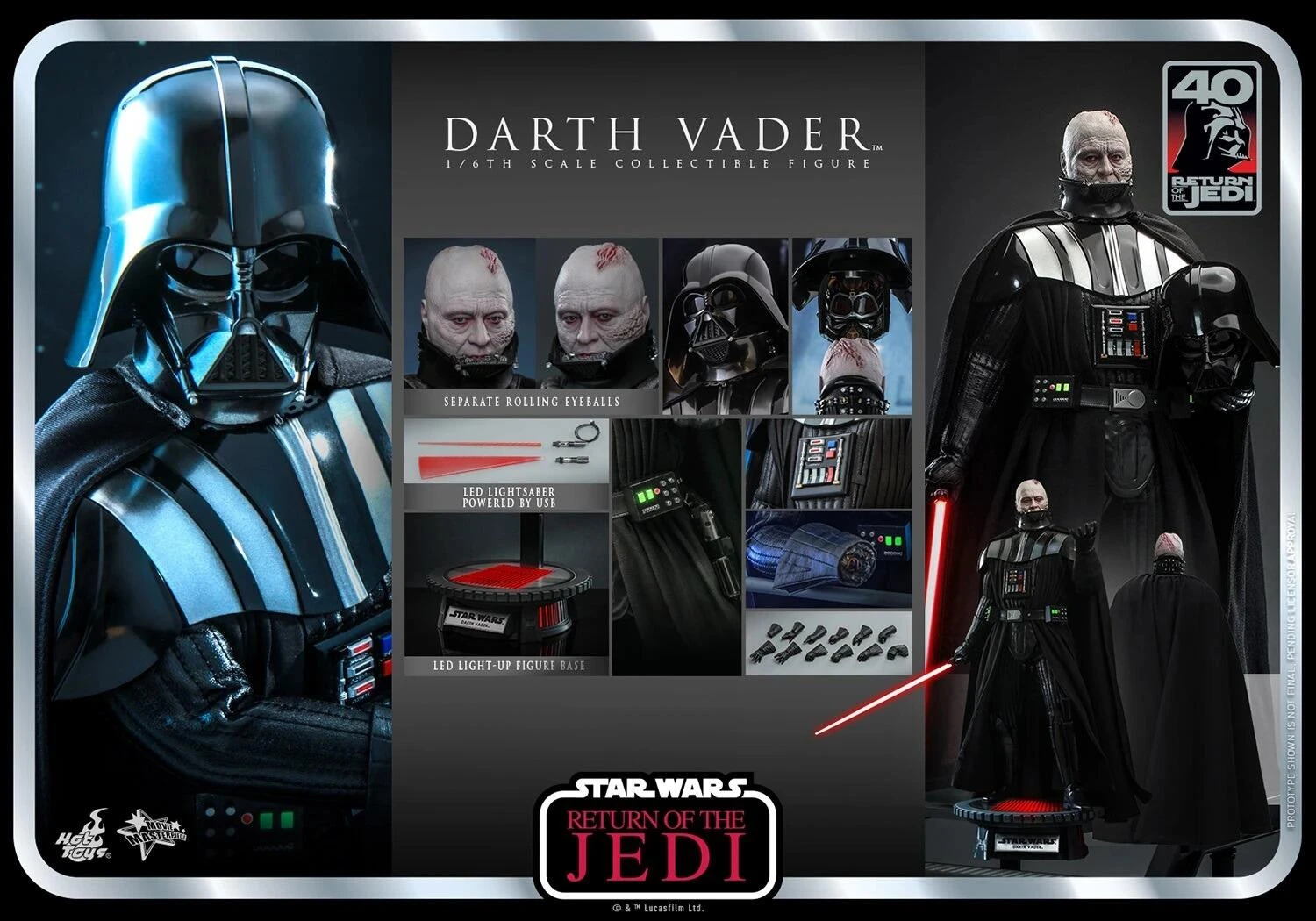 *PRE-ORDER Darth Vader - Star Wars: Return Of The Jedi 40th Anniversary Hot Toys Exclusive Collectibles 1/6 Scale Action Figure - Image 7