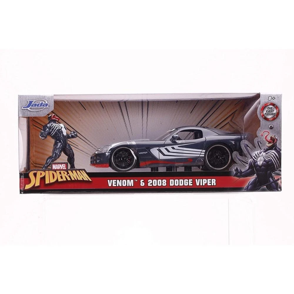 Jada Toys Marvel Spider-Man - 2008 Dodge Viper SRT10 With Venom Figure Hollywood Rides 1:24 Scale Die Cast Vehicle