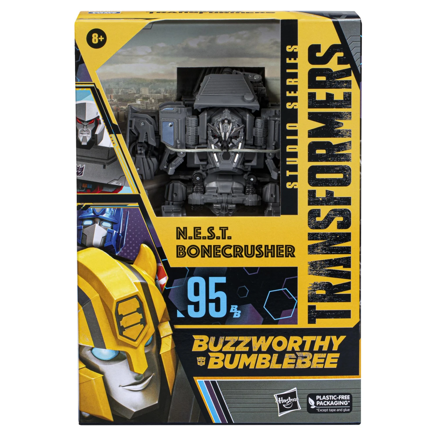 Hasbro Transformers Studio Series 95 Buzzworthy Bumblebee Voyager Action Figure - N.E.S.T Bonecrusher