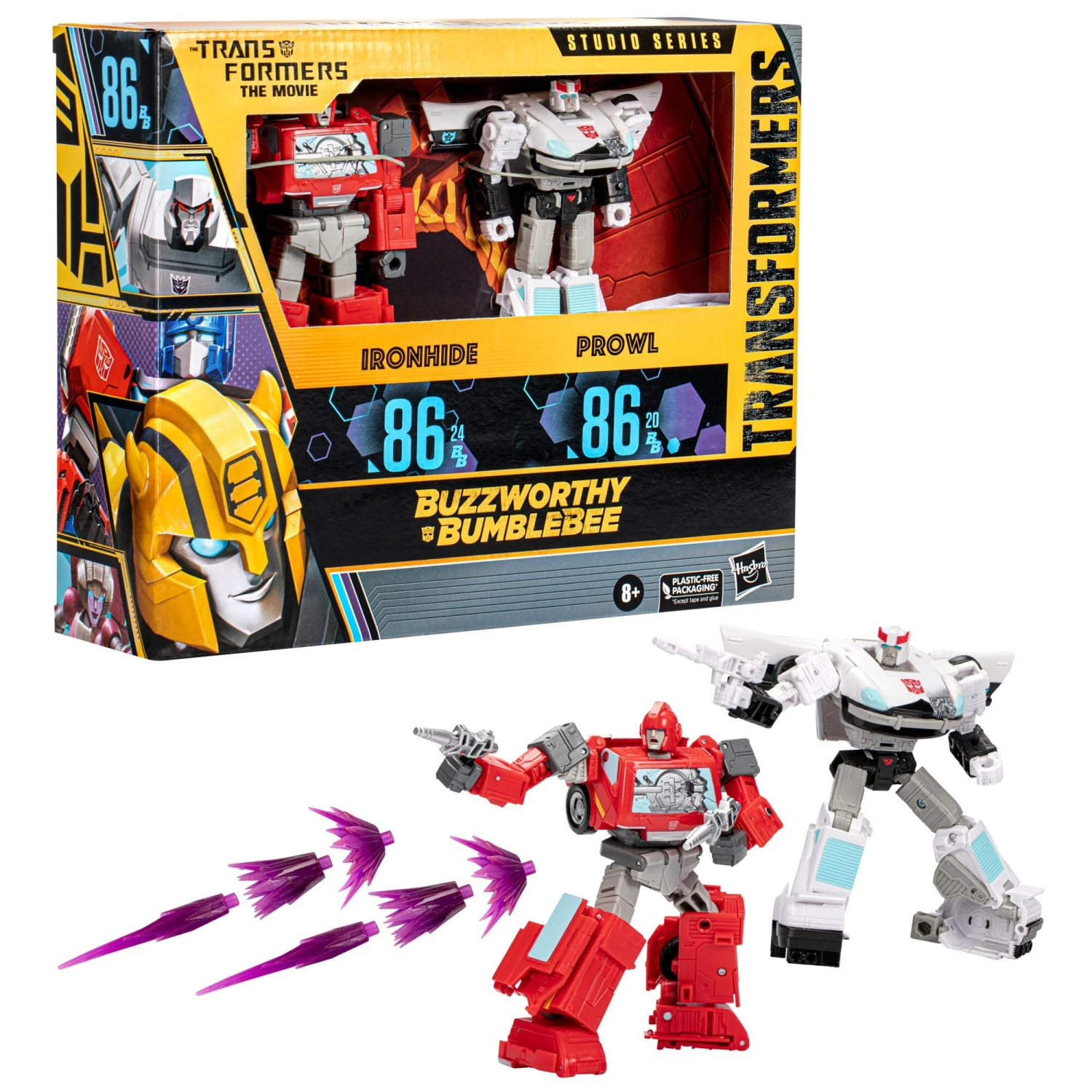 Hasbro Transformers Studio Series 86 Buzzworthy Bumblebee Voyager Action Figure Twinpack - Ironhide & Prowl