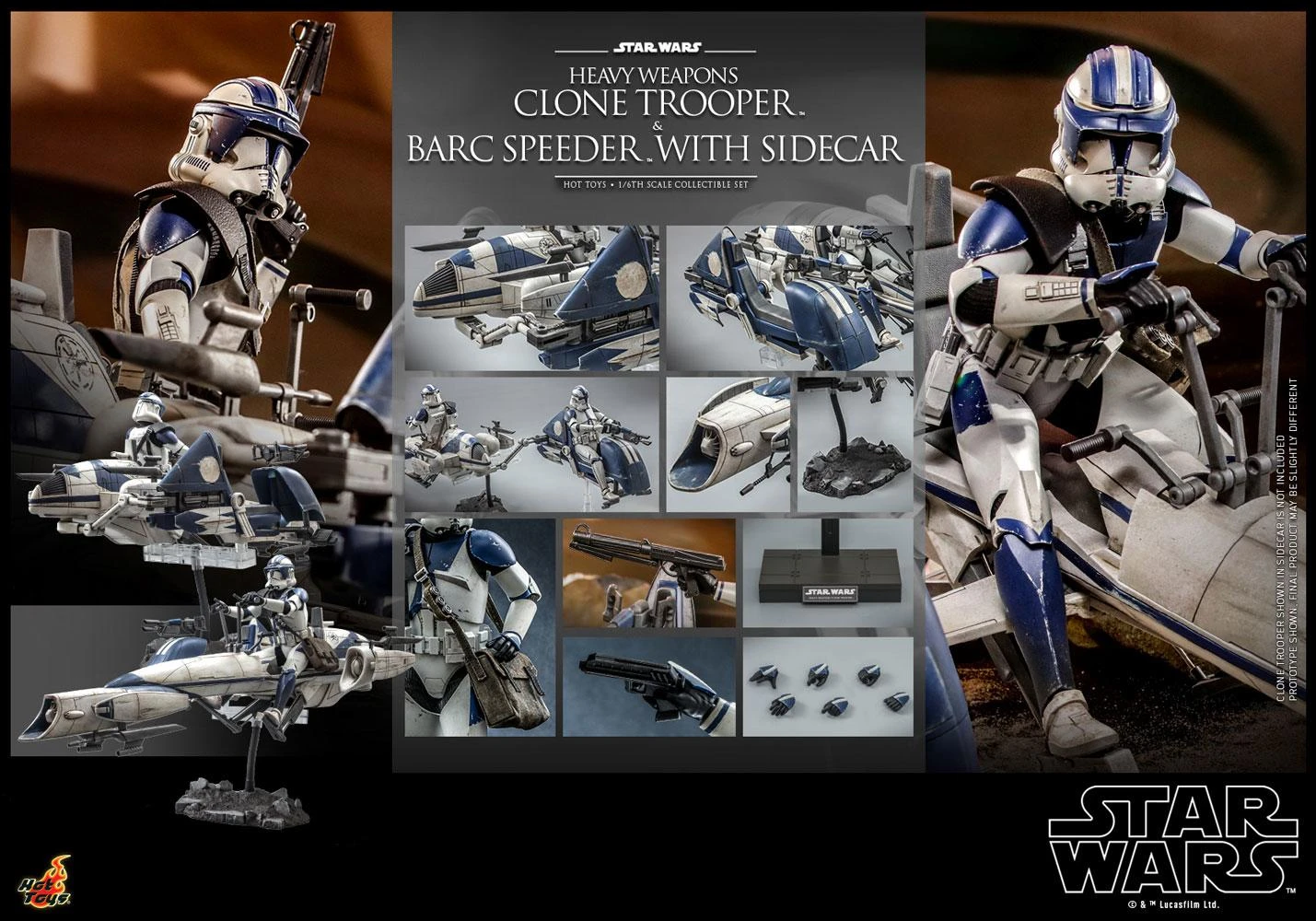 *PRE-ORDER Heavy Weapons Clone Trooper With Barc Speeder And Sidecar - Star Wars Hot Toys Exclusive Collectibles 1/6 Scale Action Figure - Image 2