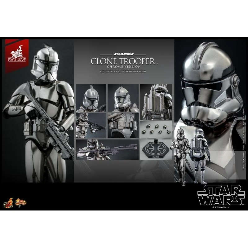 Clone Trooper (Chrome) - Star Wars Hot Toys Exclusive Collectibles 1/6 Scale Action Figure - Image 6