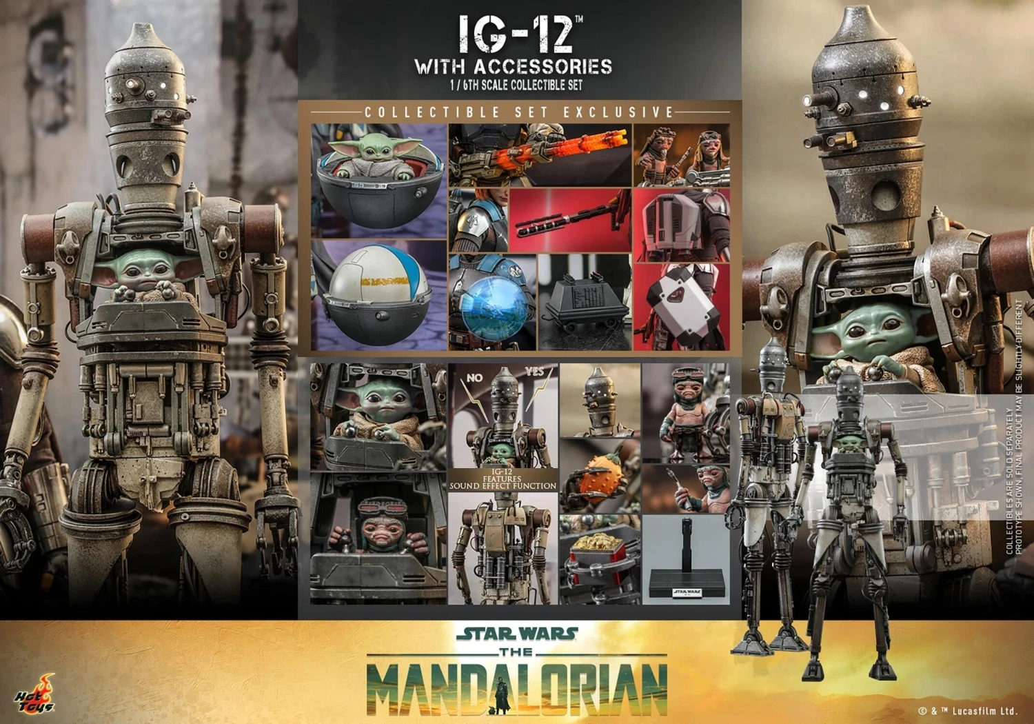 *PRE-ORDER IG-12 With Accessories (The Mandalorian) - Star Wars Hot Toys Collectibles 1/6 Scale Action Figure - Image 6