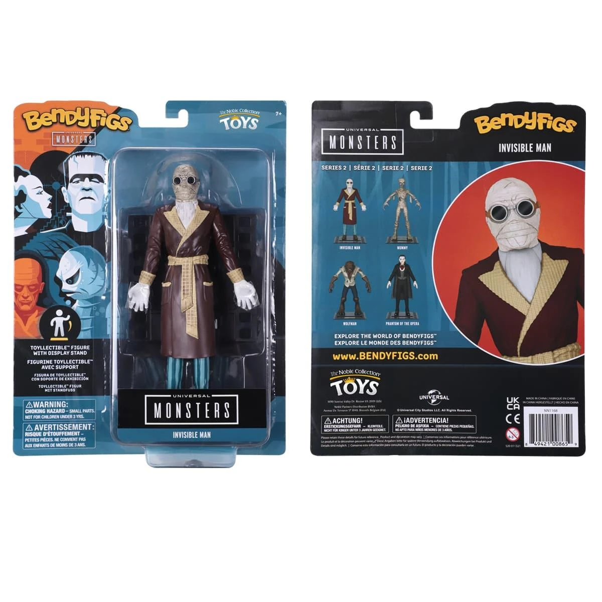 Noble Collection Universal Monsters Bendyfigs Action Figure - Invisible Man - Image 3