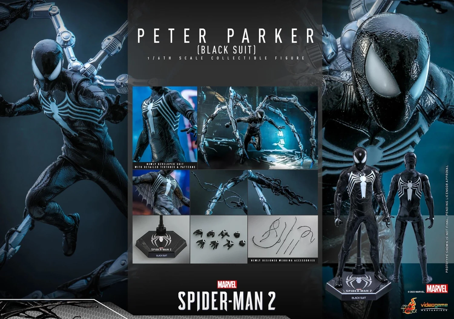 *PRE-ORDER Peter Parker (Black Suit) - Spider-Man 2 Marvel Hot Toys Collectibles 1/6 Scale Action Figure - Image 6