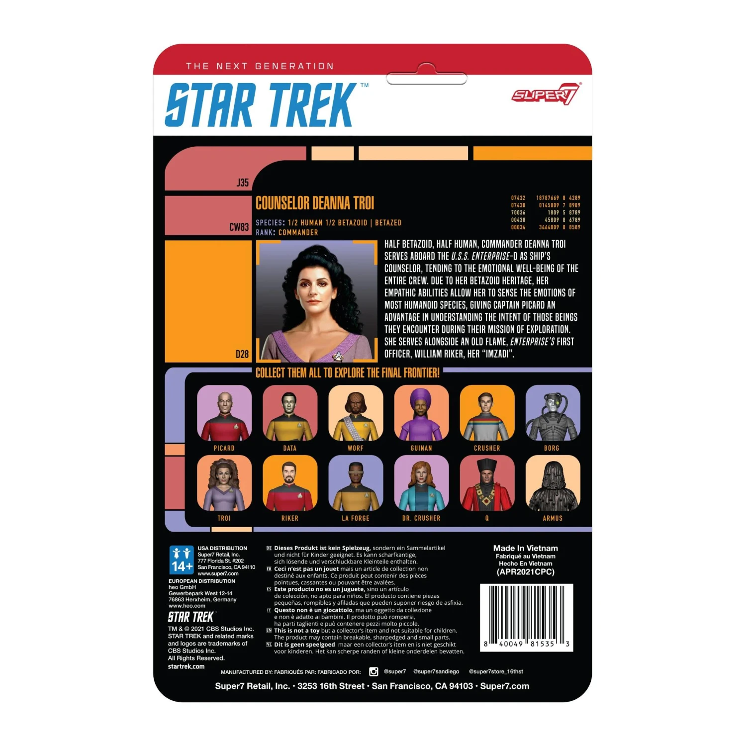 SUPER7 Star Trek: The Next Generation ReAction Action Figure Wave 2 - Counsellor Troi - Image 3