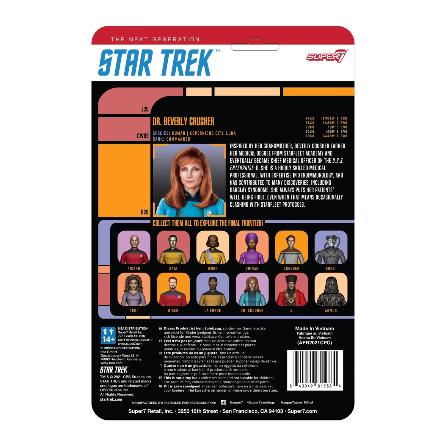 SUPER7 Star Trek: The Next Generation ReAction Action Figure Wave 2 - Dr. Crusher - Image 3