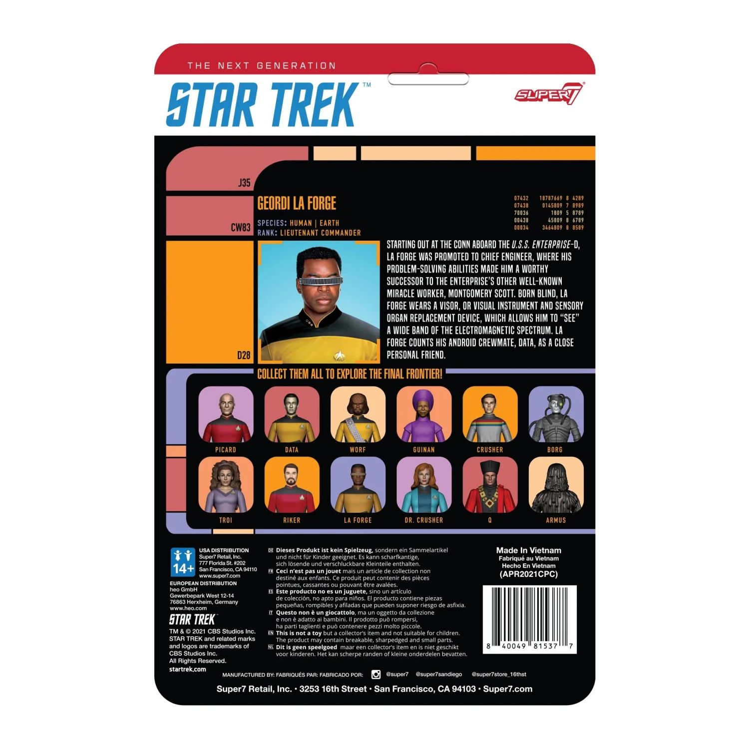 SUPER7 Star Trek: The Next Generation ReAction Action Figure Wave 2 - Geordi La Forge - Image 3
