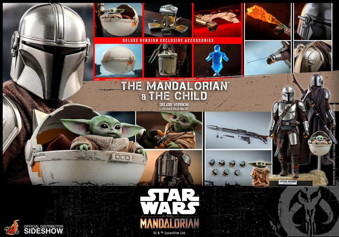 The Mandalorian And The Child (Deluxe) Figure Set- Star Wars Hot Toys Collectibles 1/6 Scale Action Figure - Image 6