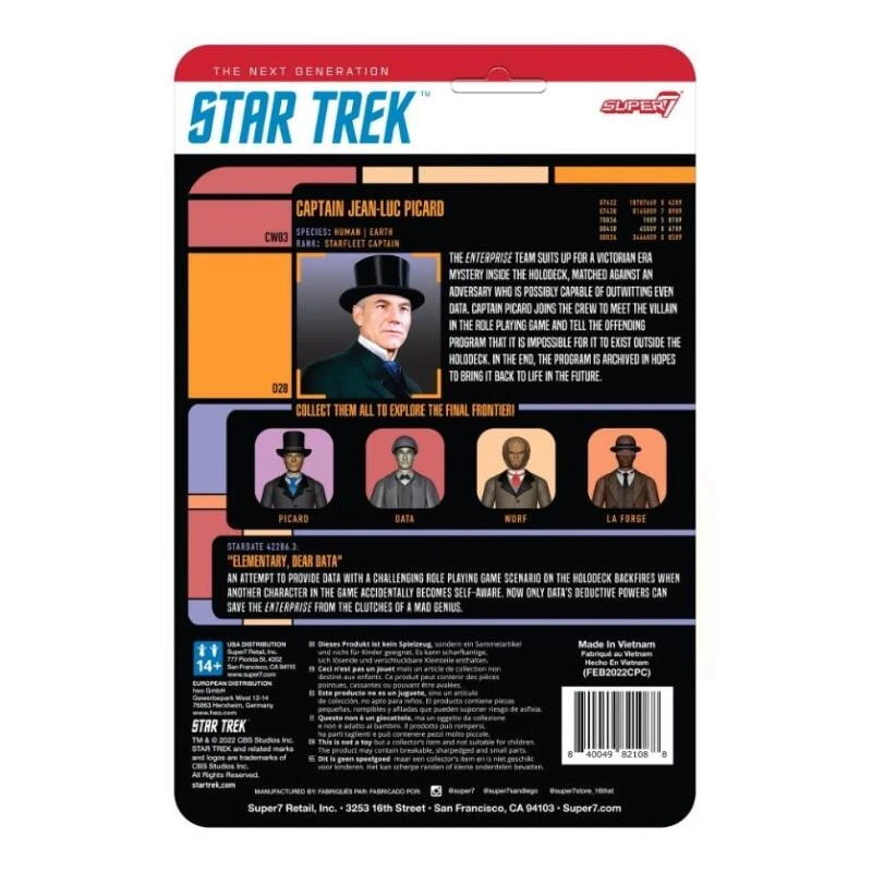 SUPER7 Star Trek: The Next Generation ReAction Action Figure Wave 3 - Victorian Jean-Luc Picard - Image 2